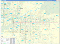 East Valley Metro Area Wall Map Basic Style 2024